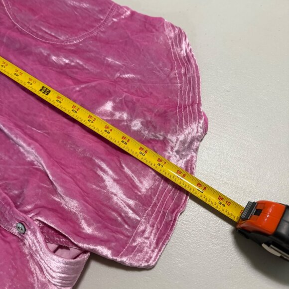 Ivy Jane Pink Crushed Velvet Long Sleeve Button Up Shirt Dress Womens Medium NEW - Picture 7 of 7